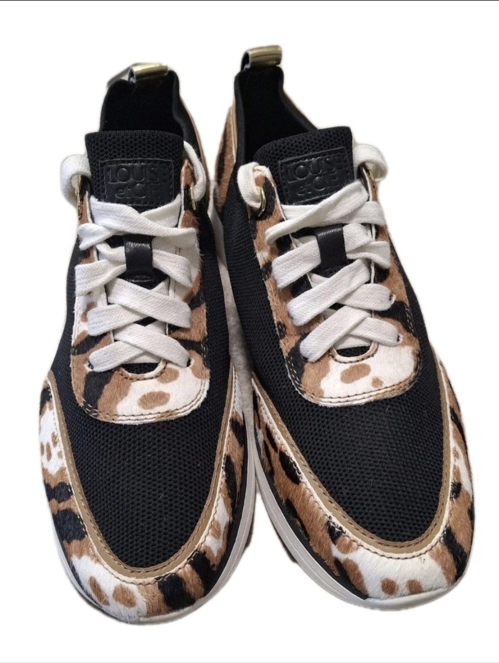 Louise et Cie Bayard3 Sneakers Women’s 7.5 Leopard Cow Hair Lace Up Casual Shoes - Picture 2 of 9